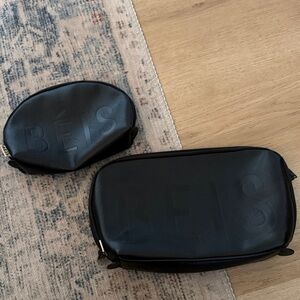 BEIS Black Faux Leather Travel Toiletry Pouch Set - 2 Pack